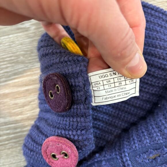 UGG Cardy II Girls Sweater Knit Tall Flip Top Boots 1967 Classic Button sz 12 - Picture 3 of 7